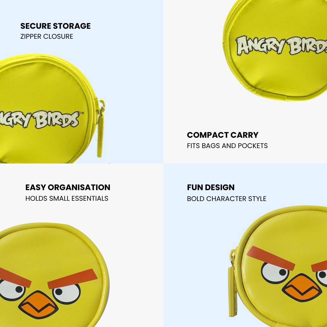 Angry Bird Round Coin Purse–Yellow Zip Wallet