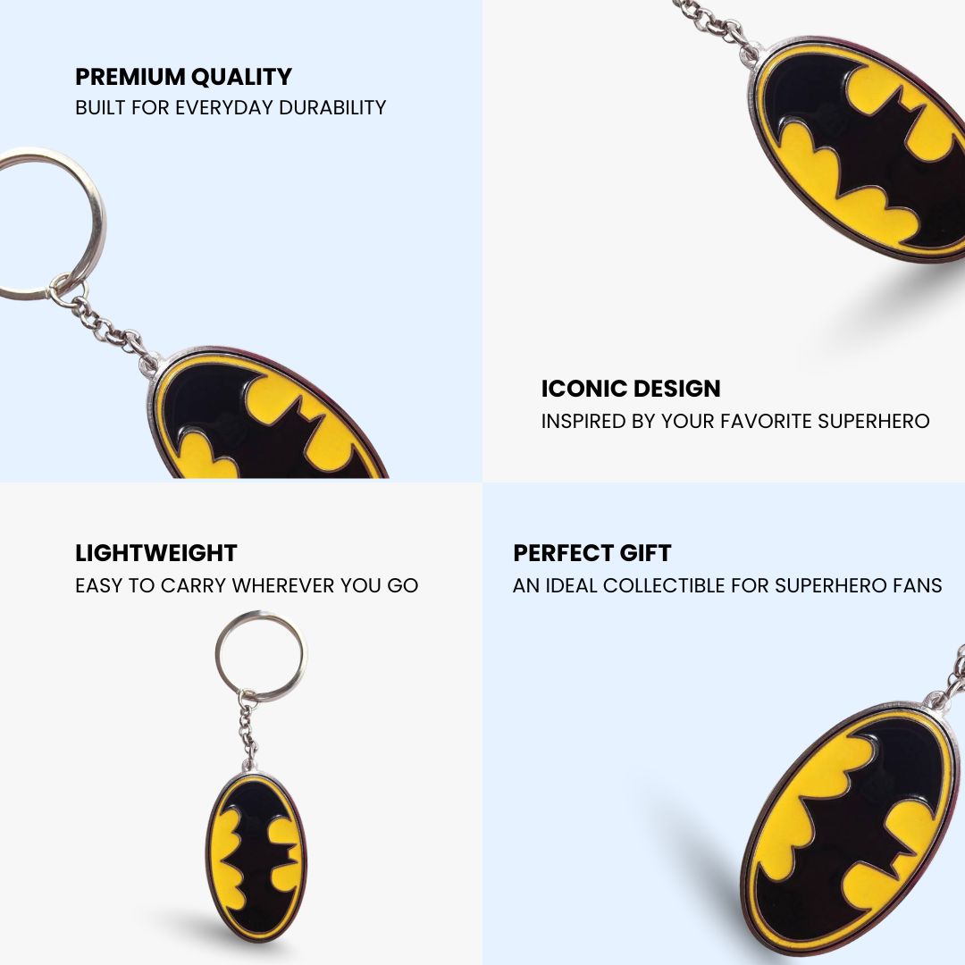 DC Comics Batman Keyring – Black & Yellow Logo Key Chain