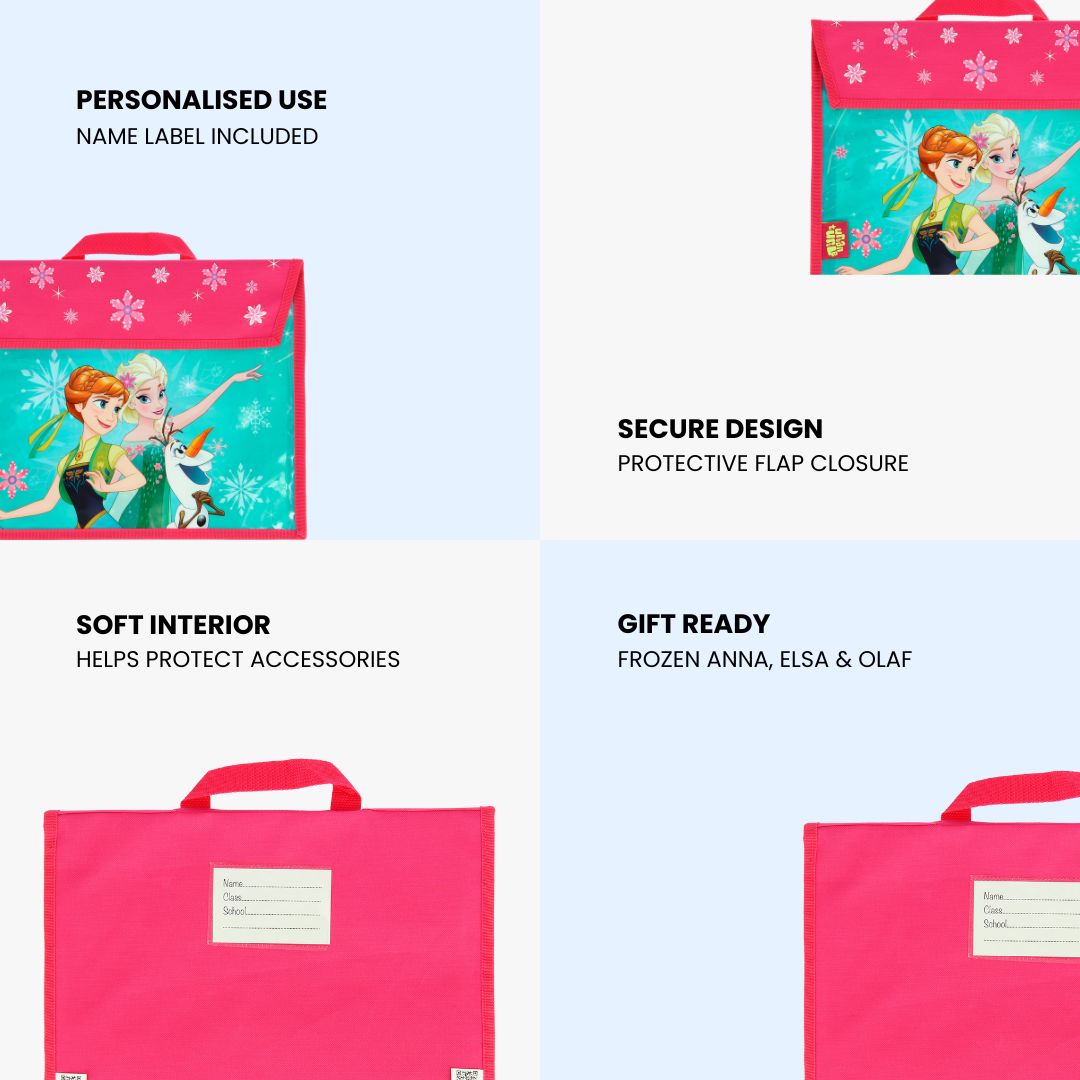 Disney Frozen Book Bag- Kids School Bag with Handle Carry Pink for Books, Folders & Stationery