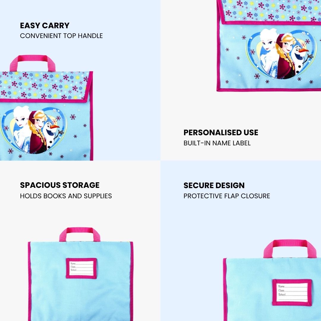 Disney Frozen Girls Book Bag with Carry Handle | Elsa Anna Olaf Blue School Bag for Books, Folders & Stationery
