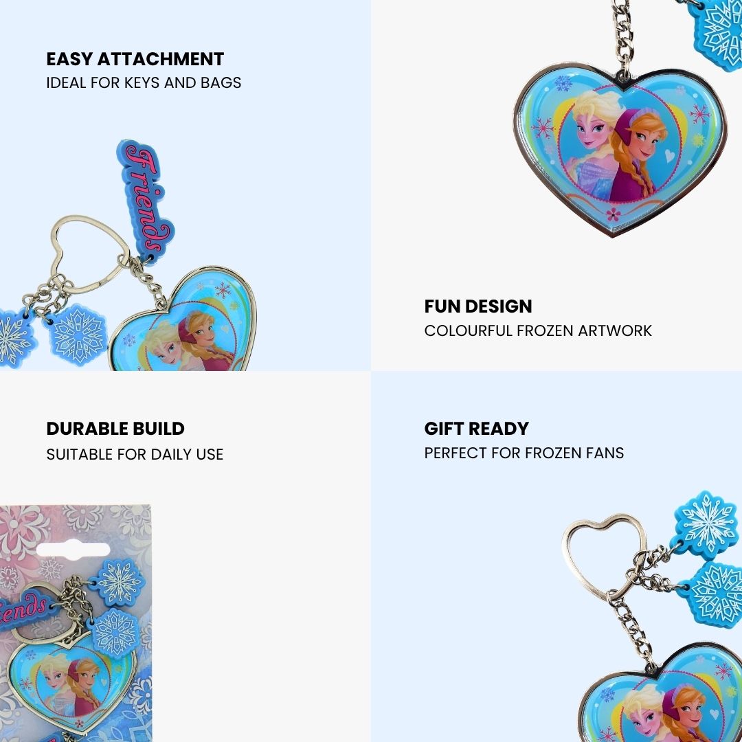 Disney Frozen Heart Keyring | Blue Elsa & Anna Keychain | Cute Bag Charm Gift for Girls