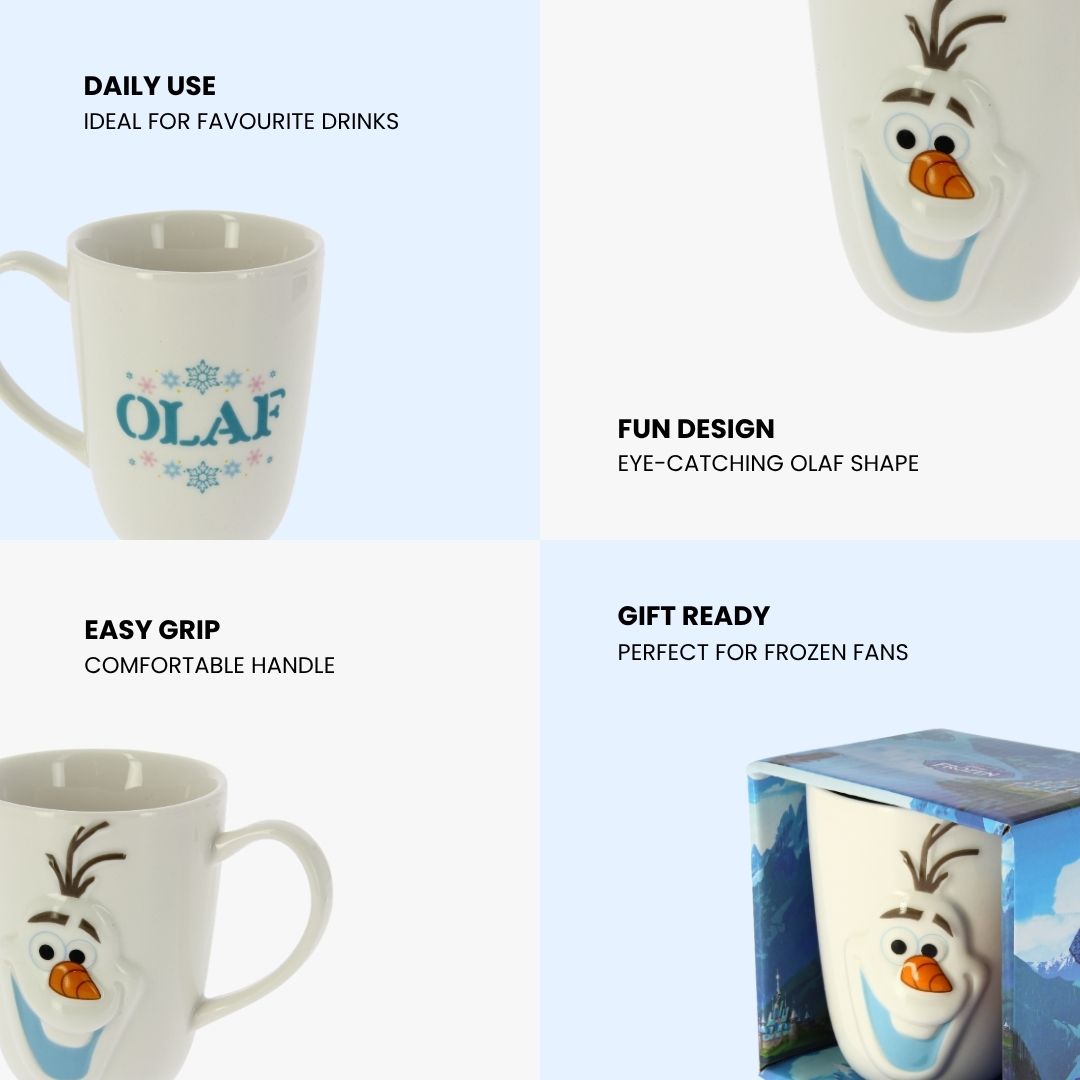 Disney Frozen Olaf 3D Mug- White Ceramic Coffee Tea Cup-Christmas Gift
