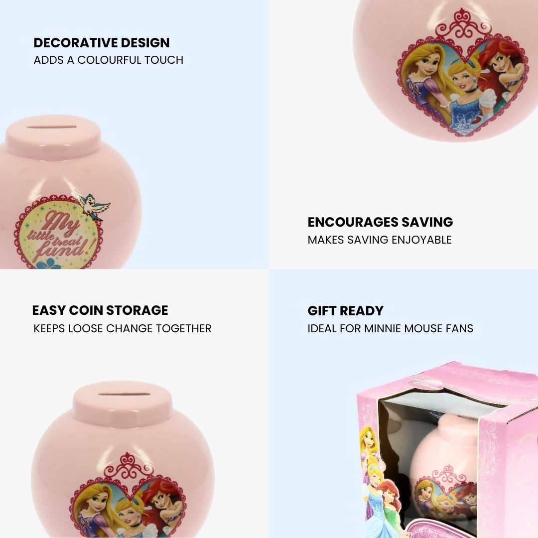 Disney Princess Money Bank-Kids Piggy Bank Coin Savings Jar-Pink Birthday Christmas Gift