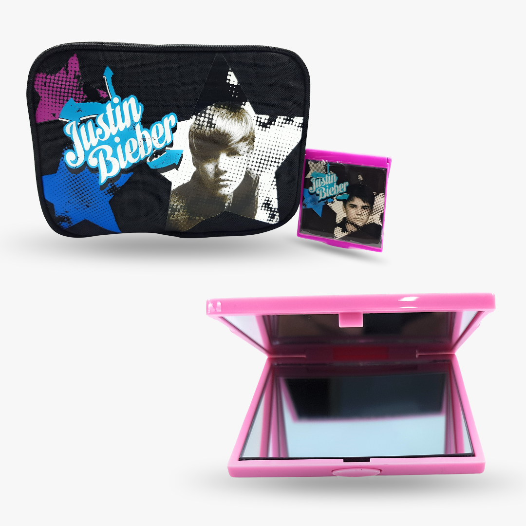 Justin Bieber Cosmetic Case & Compact Mirror Set