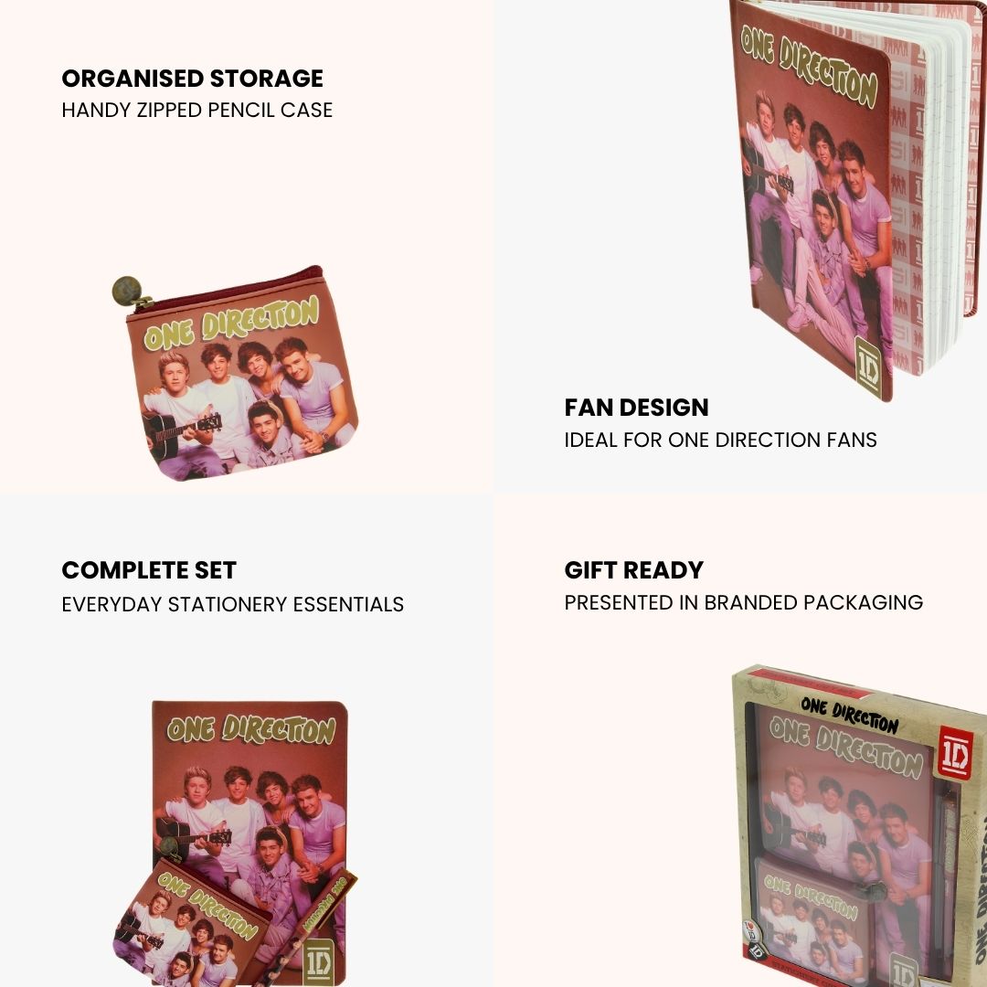 One Direction Stationary Set- Notebook Pen and Coin Purse Set
