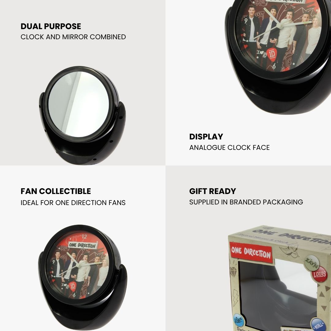 One Direction Swivel Mirror & Clock-2 in 1