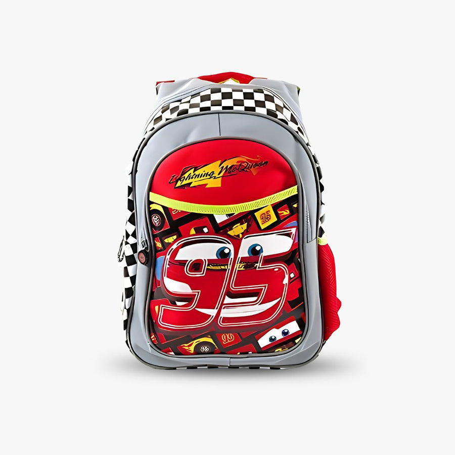 95 Lightning McQueen Backpack for Boys | Disney Cars School Bag with Padded Shoulder Straps | Kids Rucksack for Travel