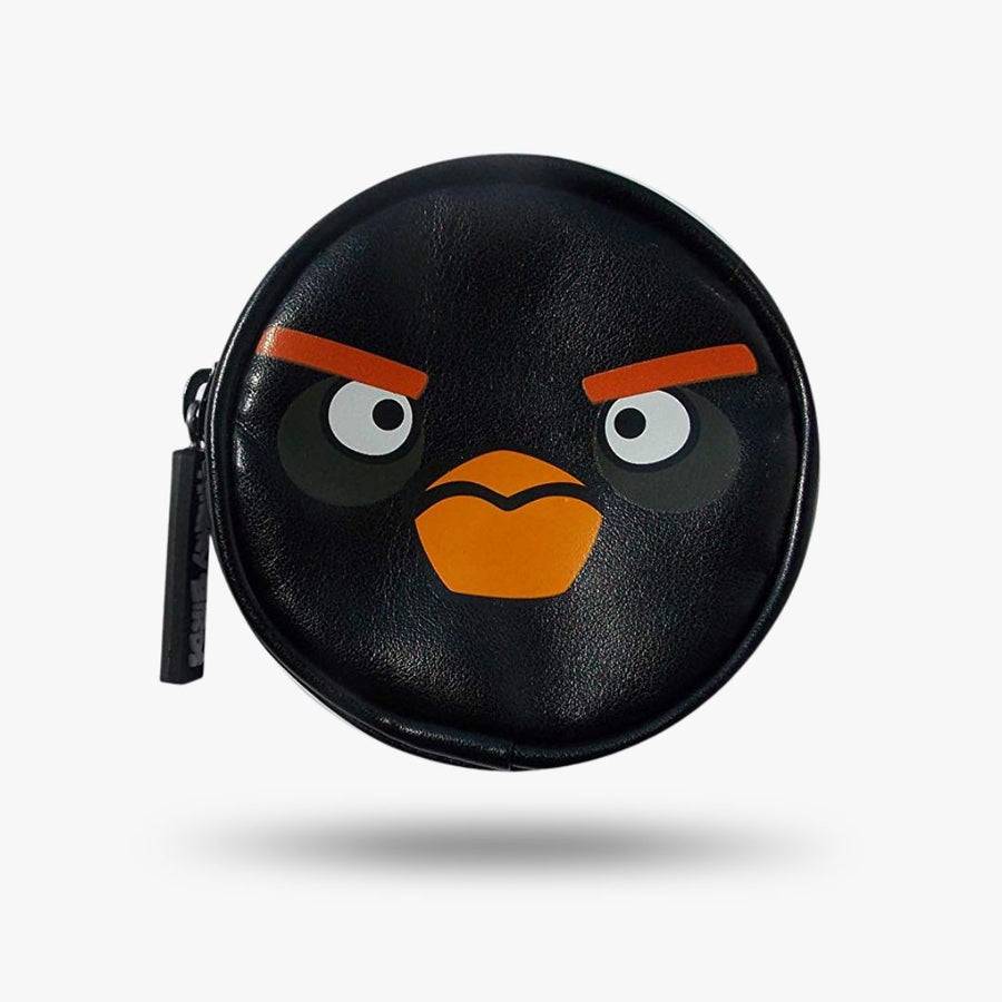 Angry Bird Round Coin Purse– Black Zip Wallet