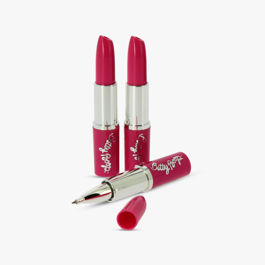 Betty Boop Lipstick Pink Pen Set 3 Pack – Pink Ballpoint Stationary for School & Office kids & Adults