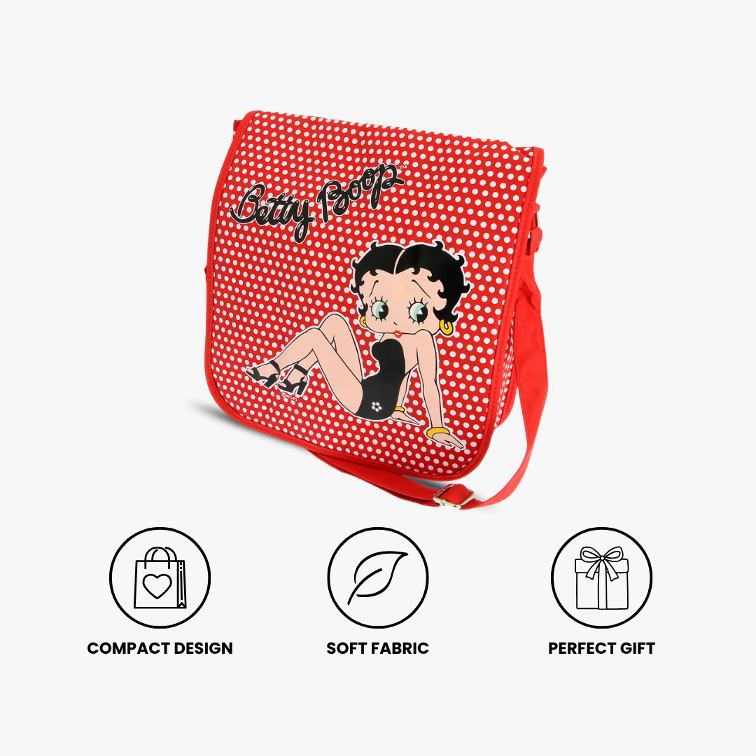 Betty Boop Messenger Bag– Red Polka Dot Shoulder & Cross Body Bag for Women & Girls-Gift