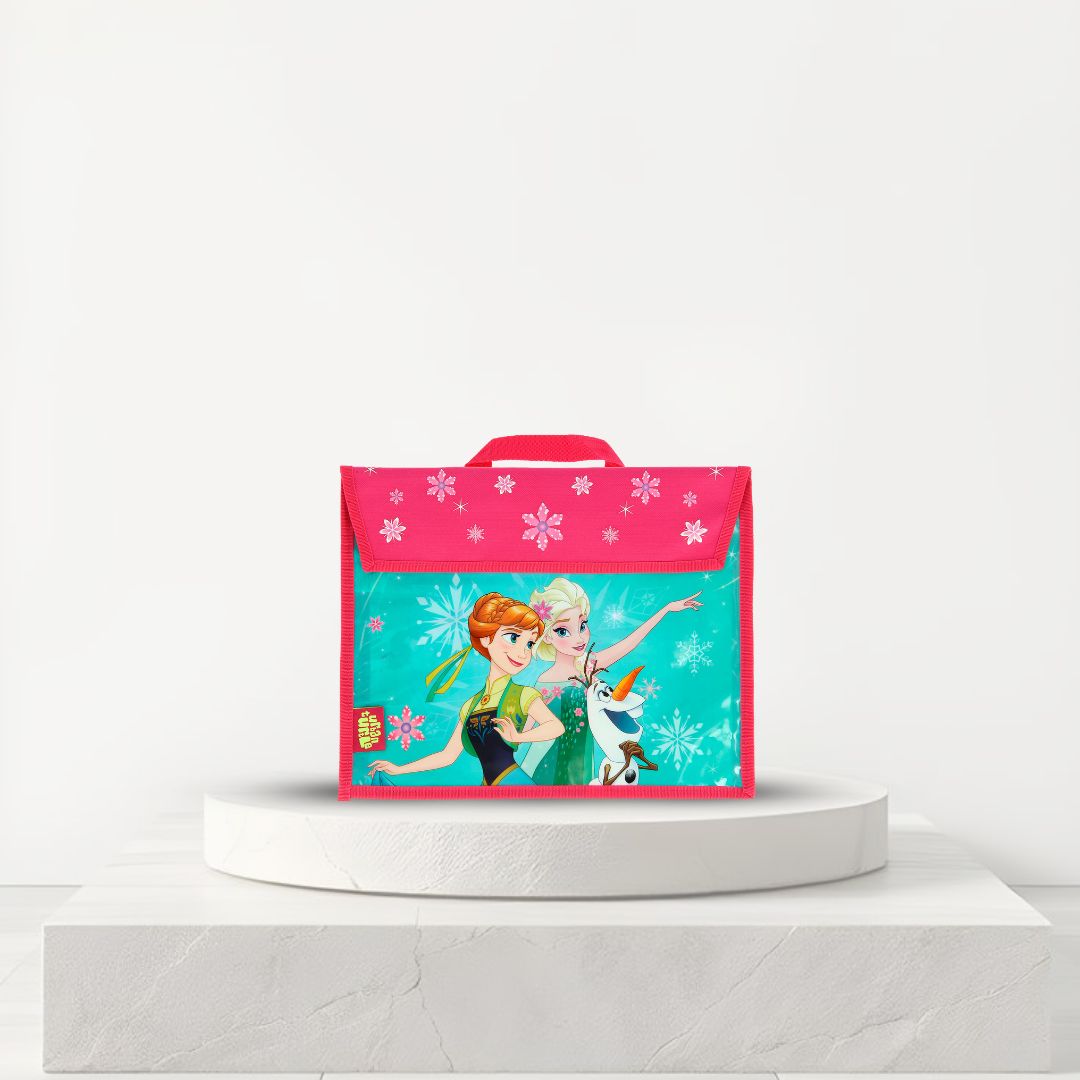 Disney Frozen Book Bag- Kids School Bag with Handle Carry Pink for Books, Folders & Stationery