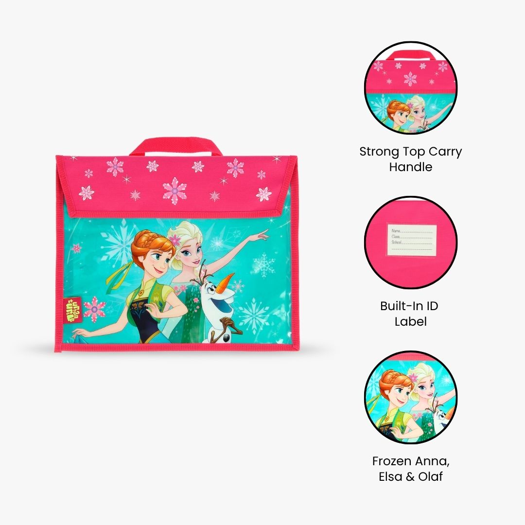 Disney Frozen Book Bag- Kids School Bag with Handle Carry Pink for Books, Folders & Stationery