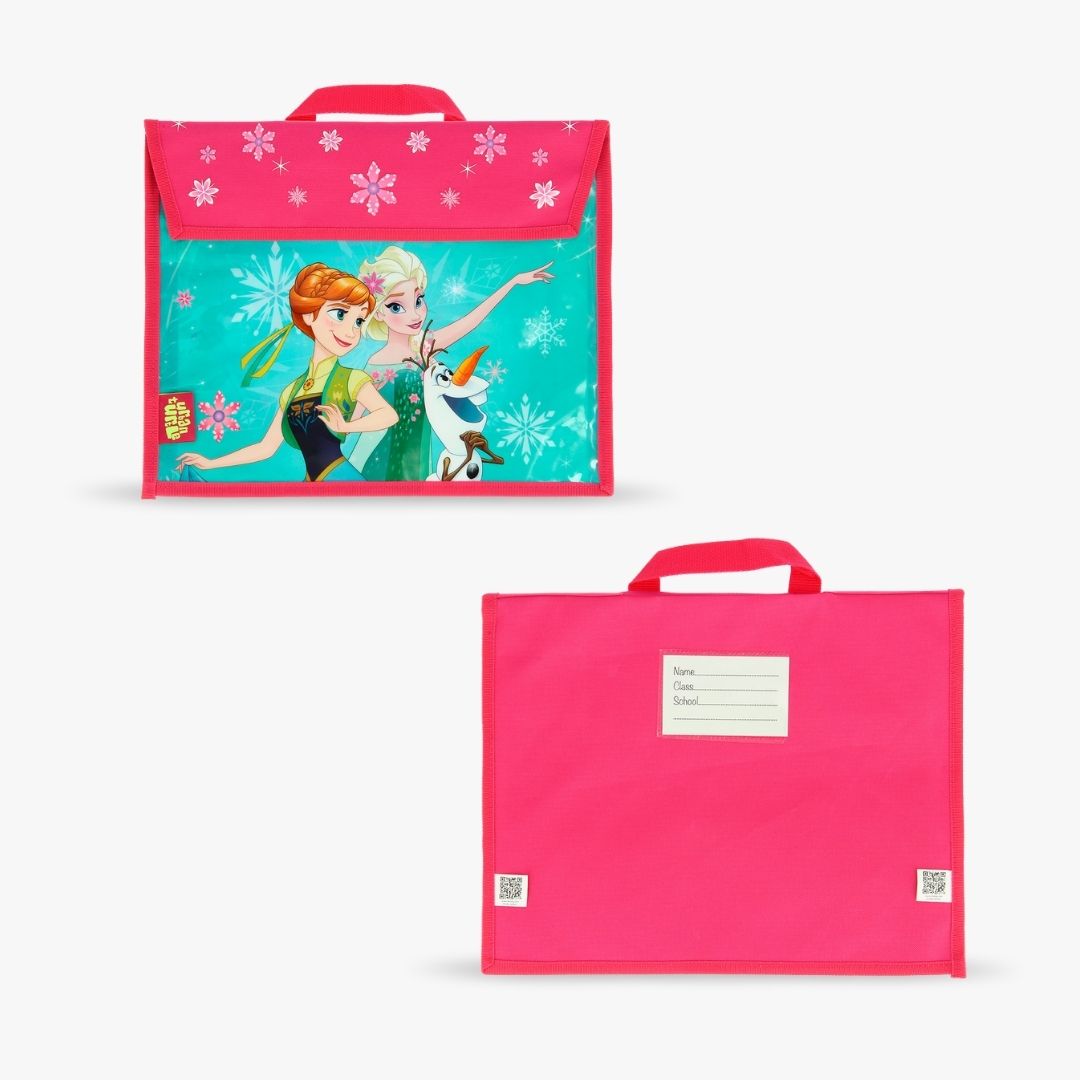 Disney Frozen Book Bag- Kids School Bag with Handle Carry Pink for Books, Folders & Stationery