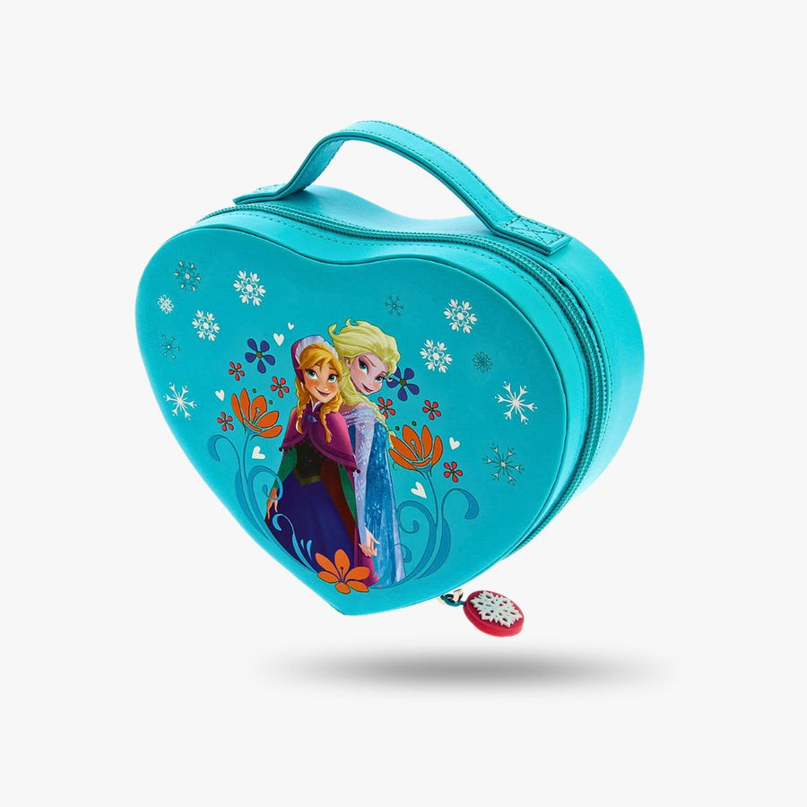 Disney Frozen Jewelry Box | Heart Shaped Blue Case with Handle | Kids Girls Storage Box