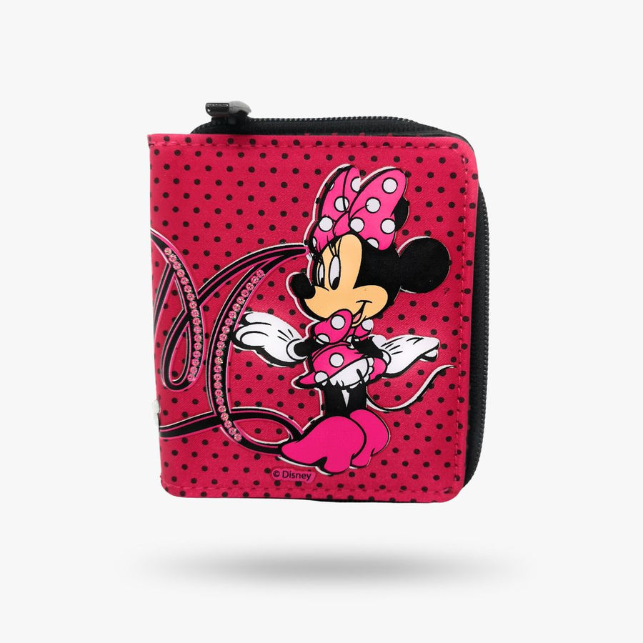 Disney Minnie Mouse Wallet for Girls | Pink Polka Dot Zip Up Coin Purse-Kids Small Purse for Accessories