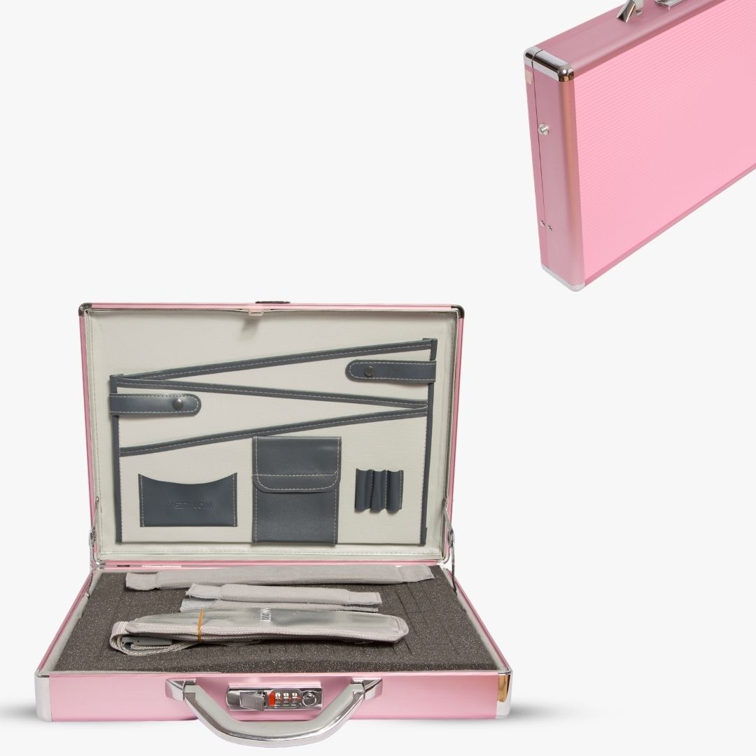 Mezzie Pink Briefcase with Combination Lock & Handle – Professional Business Case